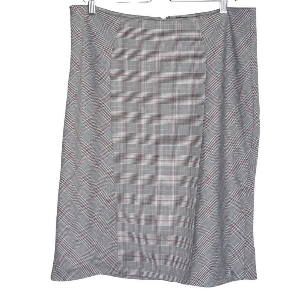 Preppy Academia Houndstooth Plaid Straight Skirt Sz 14 Black Pink Costume Retro